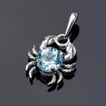 Кулон топаз голубой (серебро 925 пр.) Рак огранка