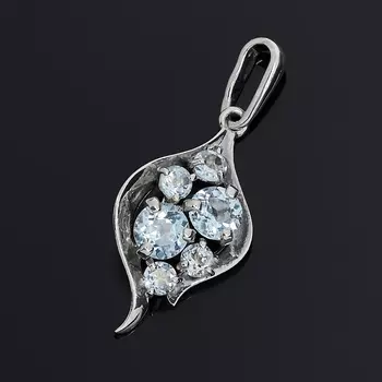 Кулон топаз голубой (серебро 925 пр. родир. бел.) огранка