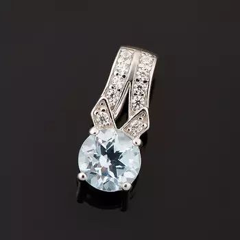 Кулон топаз голубой (серебро 925 пр. родир. бел.) огранка