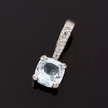 Кулон топаз голубой (серебро 925 пр. родир. бел.) огранка