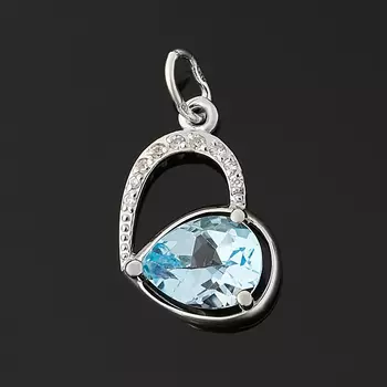 Кулон топаз голубой (серебро 925 пр. родир. бел.) огранка