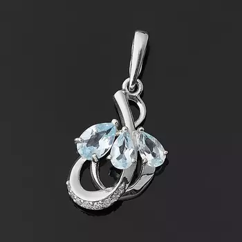 Кулон топаз голубой (серебро 925 пр. родир. бел.) огранка