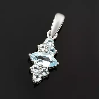 Кулон топаз голубой (серебро 925 пр. родир. бел.) огранка