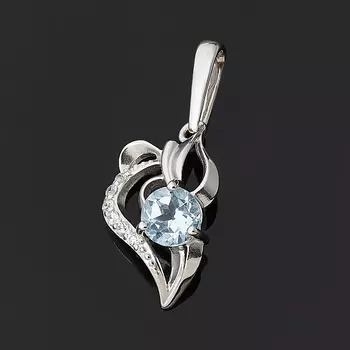 Кулон топаз голубой (серебро 925 пр. родир. бел.) огранка