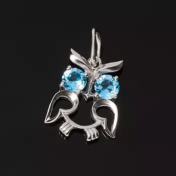 Кулон топаз голубой (серебро 925 пр. родир. бел.) огранка