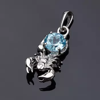 Кулон топаз голубой (серебро 925 пр.) Скорпион огранка