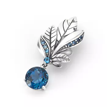 Кулон топаз лондон огранка (серебро 925 пр. оксидир.)