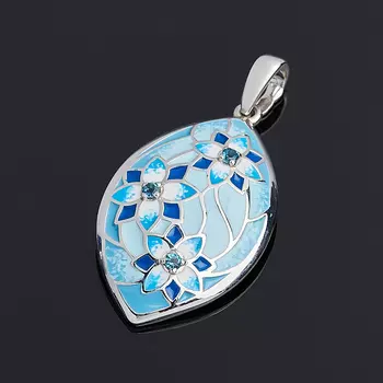 Кулон топаз лондон (серебро 925 пр. родир. бел., эмаль) огранка