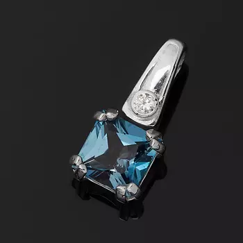 Кулон топаз лондон (серебро 925 пр. родир. бел.) огранка