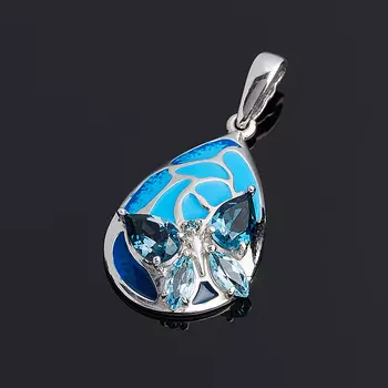 Кулон топаз swiss, лондон капля огранка (серебро 925 пр.)