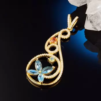 Кулон топаз swiss огранка (серебро 925 пр., позолота)