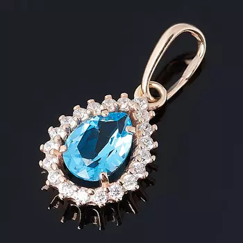 Кулон топаз swiss (серебро 925 пр. позолота) капля огранка