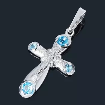 Кулон топаз swiss (серебро 925 пр. родир. бел.) крест огранка