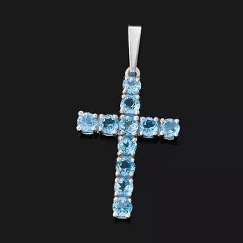 Кулон топаз swiss (серебро 925 пр. родир. бел.) крест огранка