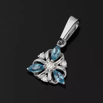 Кулон топаз swiss (серебро 925 пр. родир. бел.) огранка