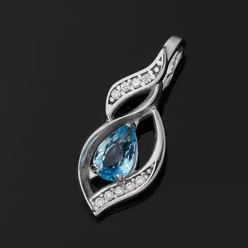 Кулон топаз swiss (серебро 925 пр. родир. бел.) огранка