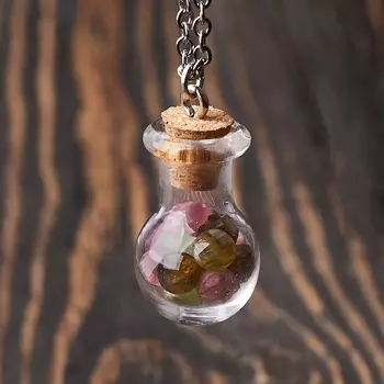 Кулон турмалин (биж. сплав) бутылочка огранка 3 см