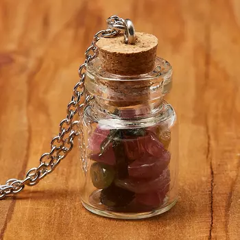 Кулон турмалин (биж. сплав, сталь хир., стекло) бутылочка 3 см