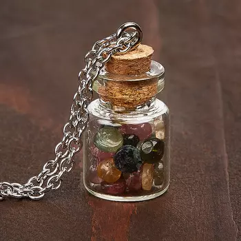 Кулон турмалин бутылочка (биж. сплав) 3 см