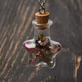 Кулон турмалин бутылочка огранка (биж. сплав) 3,5 см