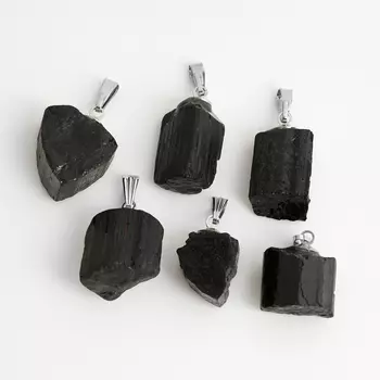 Кулон турмалин черный (шерл) (биж. сплав) кристалл 2-3 см