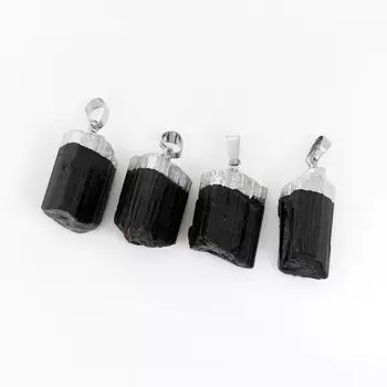 Кулон турмалин черный (шерл) (биж. сплав) кристалл 3-3,5 см