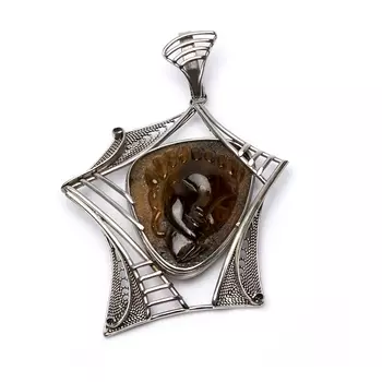 Кулон турмалин коричневый (дравит) (нейзильбер)