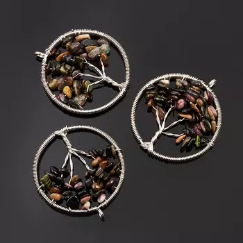 Кулон турмалин круг (биж. сплав) 5,5 см