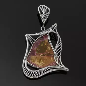 Кулон турмалин полихромный (нейзильбер)