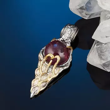 Кулон турмалин розовый (рубеллит) (серебро 925 пр. позолота, родир. сер.)