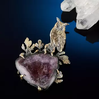 Кулон турмалин розовый (рубеллит) (серебро 925 пр. позолота, родир. сер.)