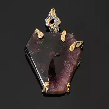 Кулон турмалин розовый (рубеллит) (серебро 925 пр. позолота, родир. черн.)