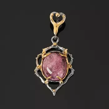 Кулон турмалин розовый (рубеллит) (серебро 925 пр. позолота, родир. сер.)