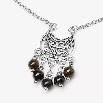 Кулон турмалин зеленый (верделит), коричневый (дравит) (биж. сплав, сталь хир.)