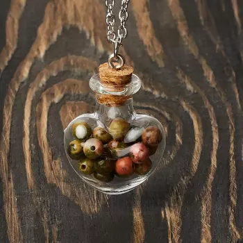 Кулон унакит (биж. сплав) бутылочка 3,5 см