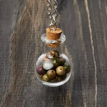 Кулон унакит (биж. сплав) бутылочка 3,5 см