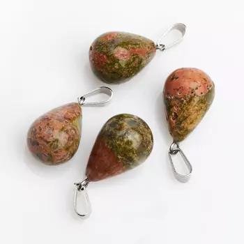 Кулон унакит (биж. сплав) капля 3 см