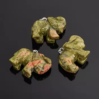 Кулон унакит (биж. сплав) слоник 3,5 см