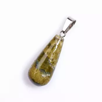 Кулон унакит капля (биж. сплав) 3,5 см