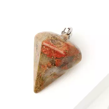 Кулон унакит маятник (биж. сплав) 4-4,5 см