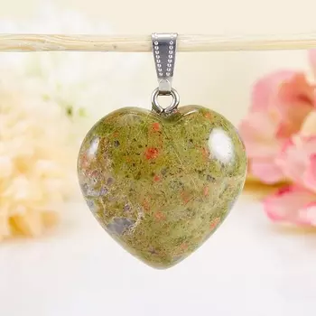 Кулон унакит сердечко 3 см