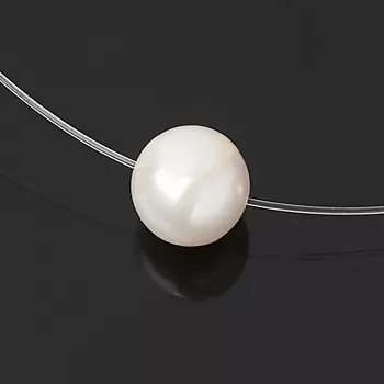 Кулон жемчуг белый (биж. сплав) на леске