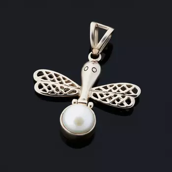 Кулон жемчуг белый (серебро 925 пр.)