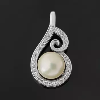 Кулон жемчуг белый (серебро 925 пр.)