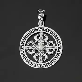 Кулон жемчуг белый (серебро 925 пр. оксидир.) круг