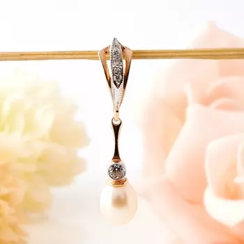 Кулон жемчуг белый (серебро 925 пр. позолота)