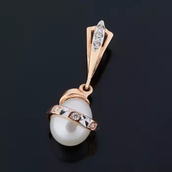 Кулон жемчуг белый (серебро 925 пр. позолота)