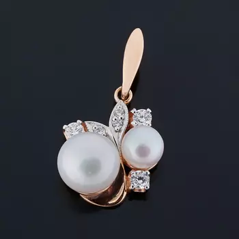 Кулон жемчуг белый (серебро 925 пр. позолота)