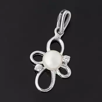 Кулон жемчуг белый (серебро 925 пр. родир. бел.)