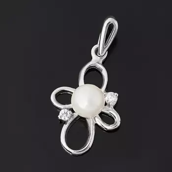 Кулон жемчуг белый (серебро 925 пр. родир. бел.)